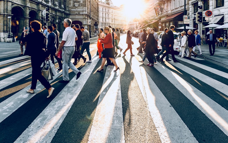 Small Ontario town main street in winter with snowmobile trail signs and snow-covered buildings